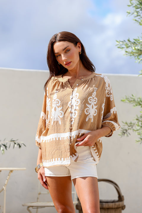 Filigree Blouse Camel