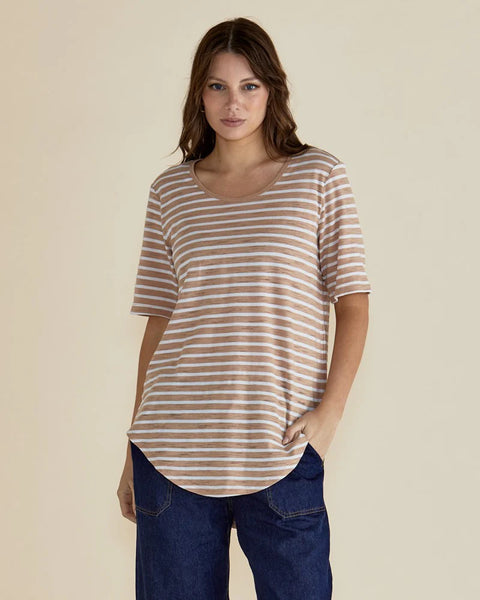 Ariana Tee Beige Stripe