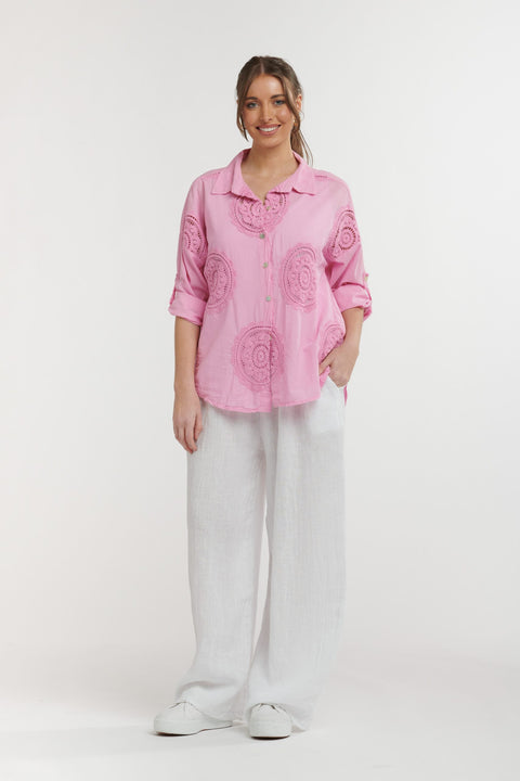 Broderie Shirt Pink