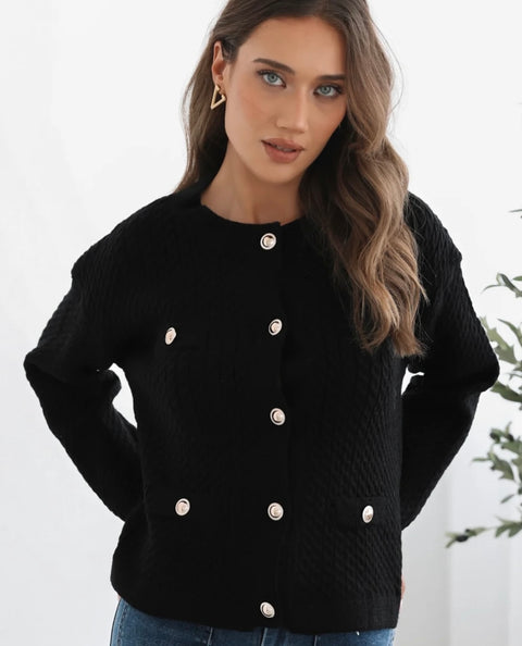 Cable Knit Cardi Black