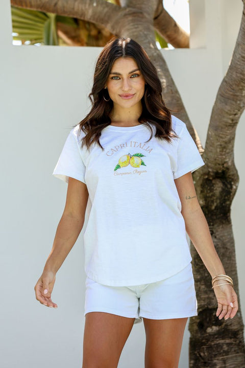 Capri Italia Lemon Sequin Tee