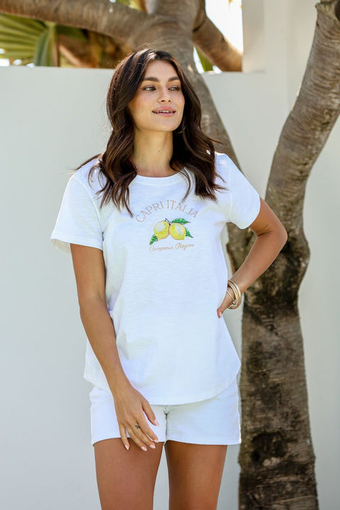 Capri Italia Lemon Sequin Tee