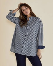 Claire Classic Shirt Navy Stripe