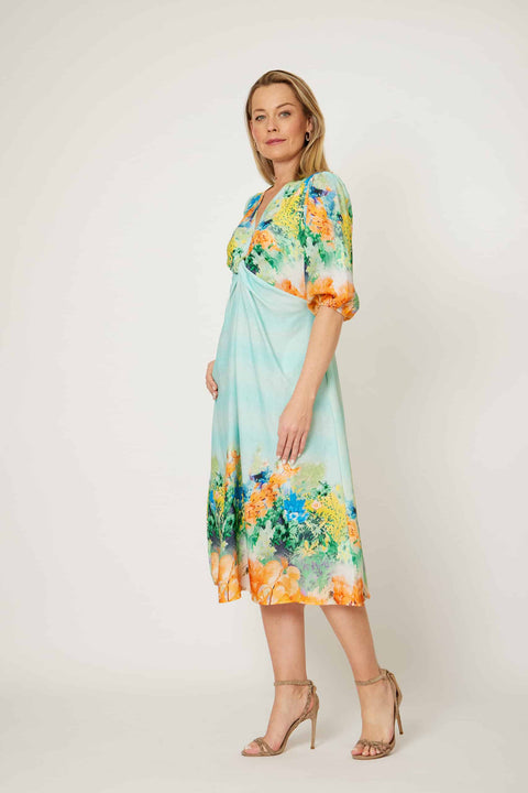 Twist Knot Dress Mint Floral