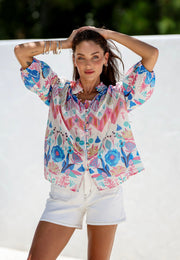 Summer Blouse Azure Print