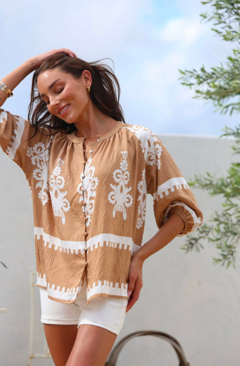 Filigree Blouse Camel