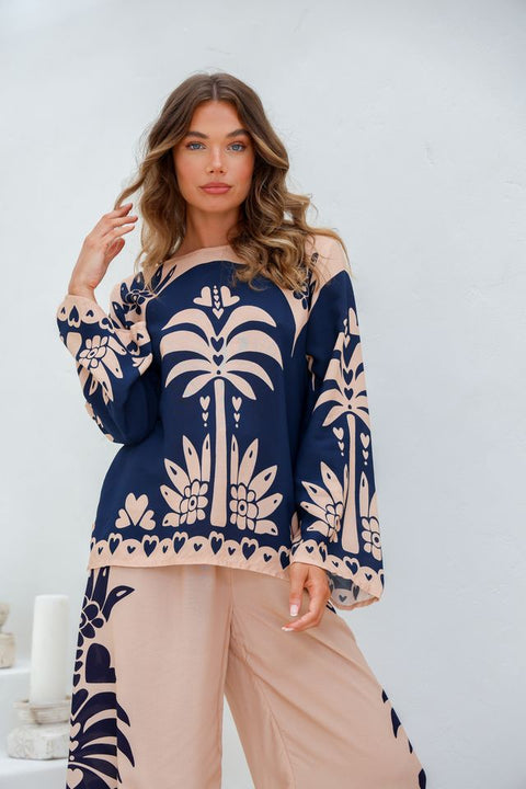 Panama Top Saphire Print