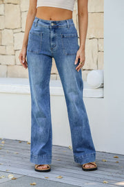 Pocket Wide Leg Jean Mid Blue