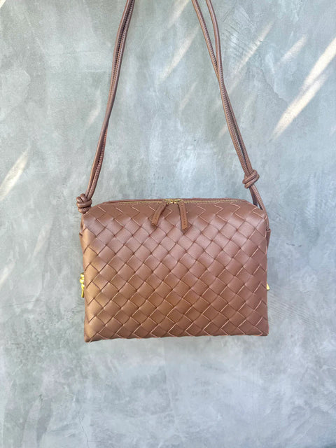 Victoria Woven Bag Dark Caramel