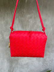 Victoria Woven Leather Bag Red