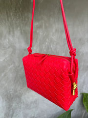 Victoria Woven Leather Bag Red